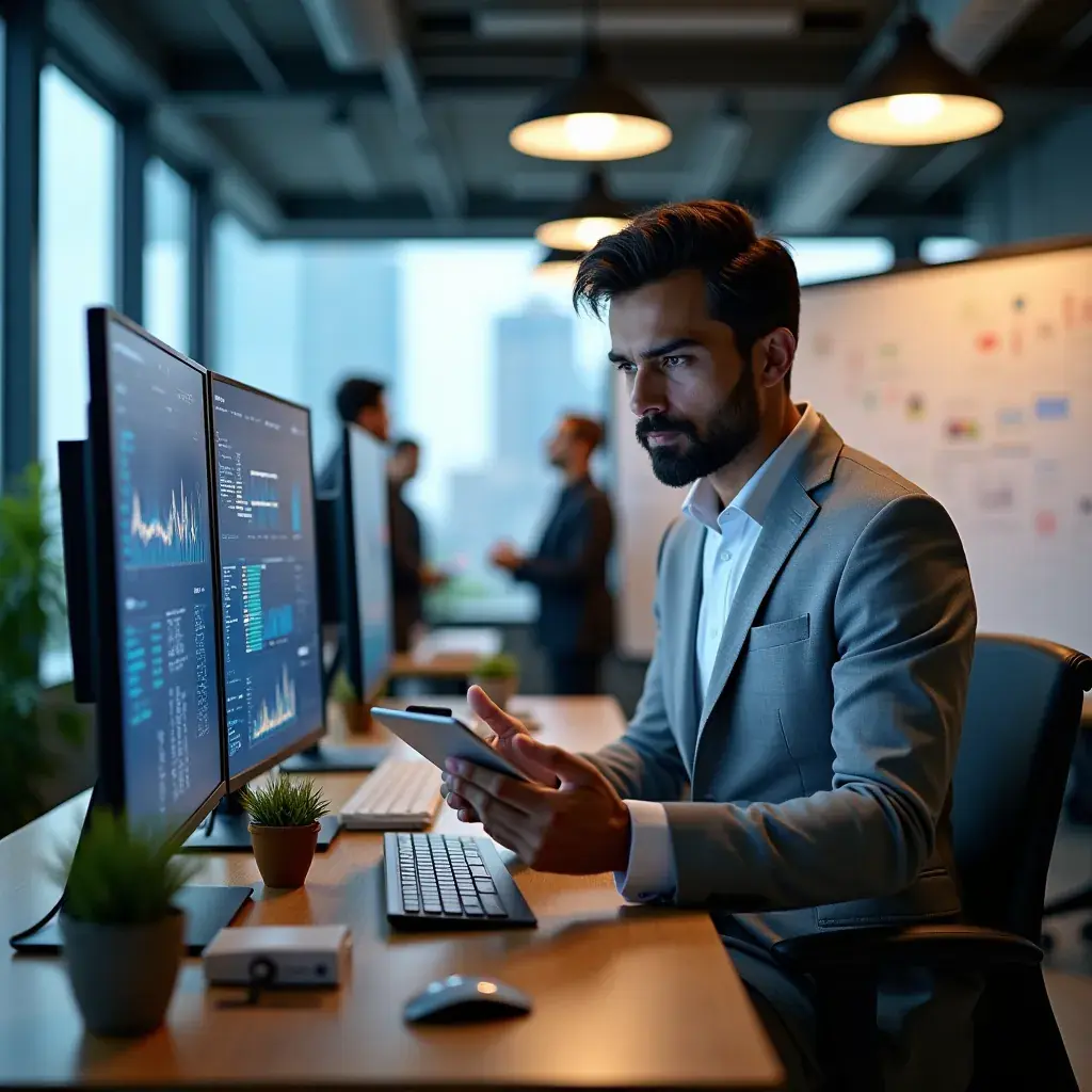 Aerial view of a Canadian energy facility with solar panels and wind turbines.